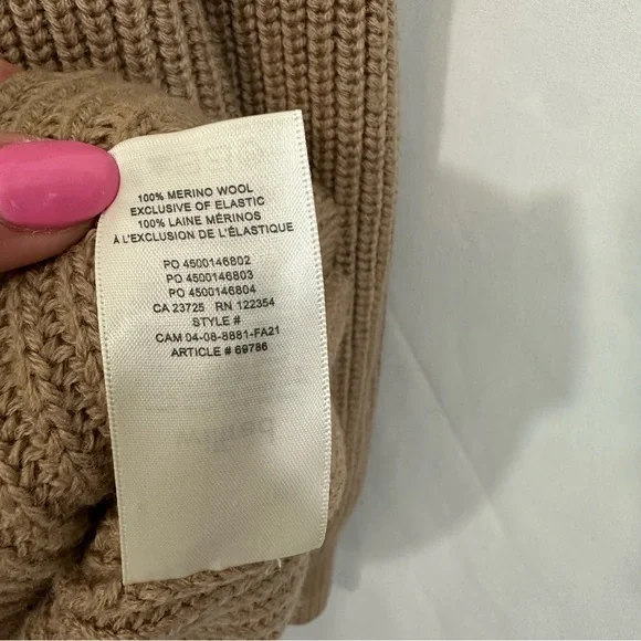 Aritzia Wilfred Montpellier 100% Merino Wool Knit Oversized Sweater Camel Tan - Picture 10 of 10